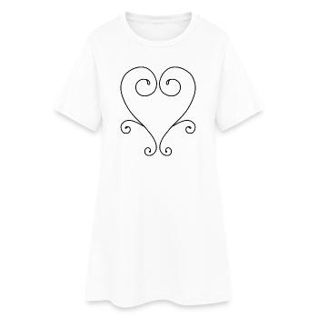 Wirbelherz-Design - Frauen T-Shirt-Kleid - Weiß - Vorne