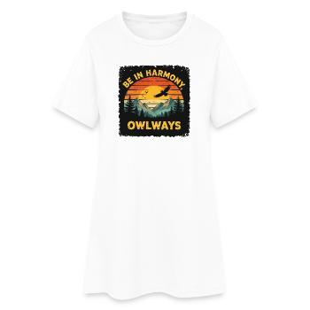 Owl Harmony at Sunset - Women’s T-Shirt Dress - white - Front