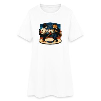 Deux chats rétro dansant – style vintage - Robe T-shirt Femme - blanc - Devant
