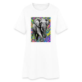 éléphant - Robe T-shirt Femme - blanc - Devant