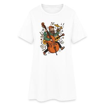 Jazz hero: Musician with bass - Women’s T-Shirt Dress - white - Front