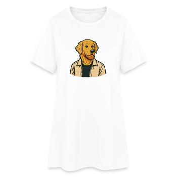 Goldener Retriever als Mensch Lustiges Hunde Shirt - Frauen T-Shirt-Kleid - Weiß - Vorne