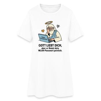 Gott liebt dich WLAN Humor - Frauen T-Shirt-Kleid - Weiß - Vorne