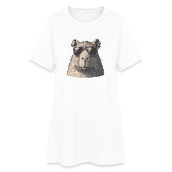 Capybara avec lunettes de soleil – Dessin vintage - Robe T-shirt Femme - blanc - Devant
