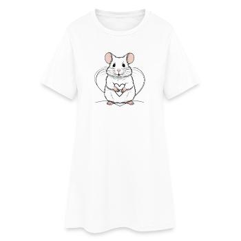 Herz-Maus-Charme - Frauen T-Shirt-Kleid - Weiß - Vorne
