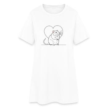 Rat-cœur dans le cadre du cœur - Robe T-shirt Femme - blanc - Devant