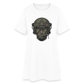 Taktisches Soldaten Portrait mit Combat Helm - Frauen T-Shirt-Kleid - Weiß - Vorne