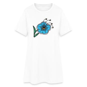 Enfant des enfants à la fleur bleue dessinés à la main - Robe T-shirt Femme - blanc - Devant