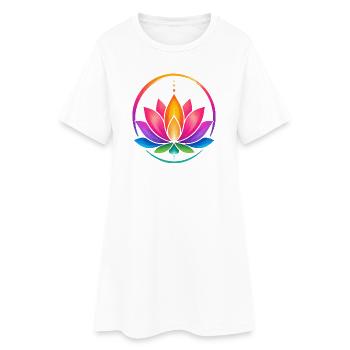 Regenbogen-Lotus im Kreis - Frauen T-Shirt-Kleid - Weiß - Vorne