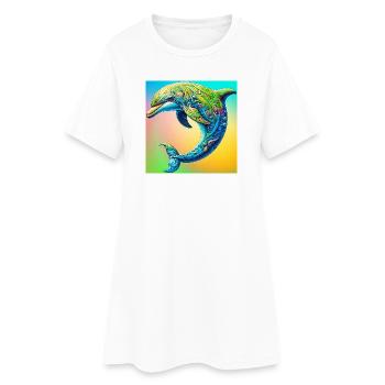 dolphin - Women’s T-Shirt Dress - white - Front