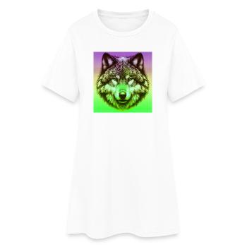 Wolf - Women’s T-Shirt Dress - white - Front