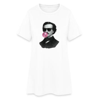 Edgar Allan Poe with chewing gum and sunglasses - Women’s T-Shirt Dress - white - Front