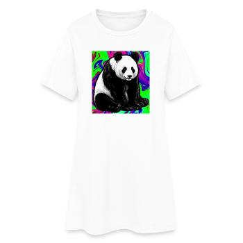 Panda - Frauen T-Shirt-Kleid - Weiß - Vorne