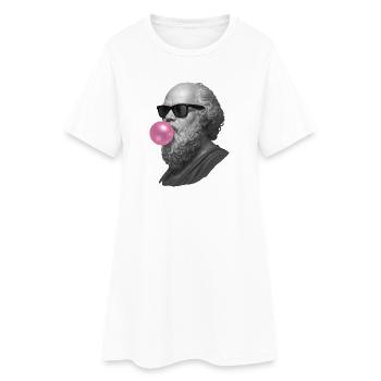 Socrate avec chewing-gum et lunettes de soleil - Robe T-shirt Femme - blanc - Devant