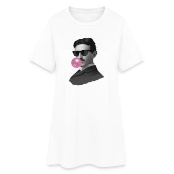 Nikola avec du chewing-gum et des lunettes de soleil - Robe T-shirt Femme - blanc - Devant