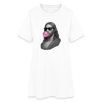 Jesus Christ with Chewing Gum and Sunglasses - Women’s T-Shirt Dress - white - Front