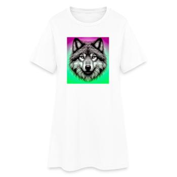 Wolf - Women’s T-Shirt Dress - white - Front