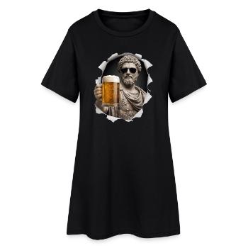 Marcus Aurelius mit Sonnenbrille und Bier - Frauen T-Shirt-Kleid - Schwarz - Vorne