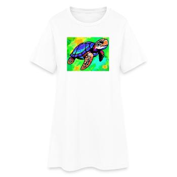 Schildkröte - Frauen T-Shirt-Kleid - Weiß - Vorne
