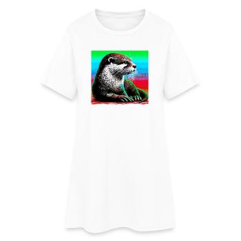 loutre - Robe T-shirt Femme - blanc - Devant