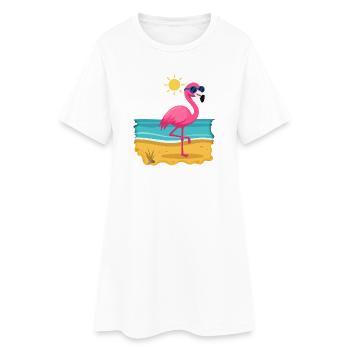 Flamingo sunbathing No.1 - Women’s T-Shirt Dress - white - Front