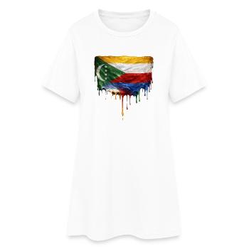 Comoros Flag: Flowing Colors - Women’s T-Shirt Dress - white - Front