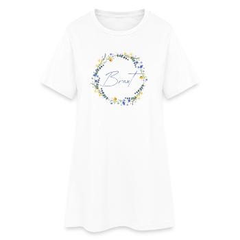 Brautblumenkranz "Braut" - Frauen T-Shirt-Kleid - Weiß - Vorne