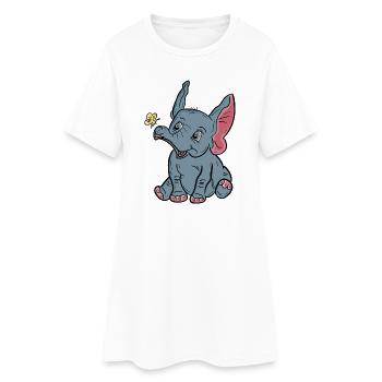 Happy Baby Elephant and Butterfly - Women’s T-Shirt Dress - white - Front