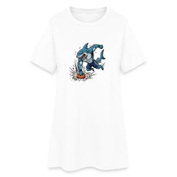 Attaque sportive du dessin animé Soccer Shark - Robe T-shirt Femme - blanc - Devant