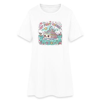 Ma première croisière en 2026 - Robe T-shirt Femme - blanc - Devant