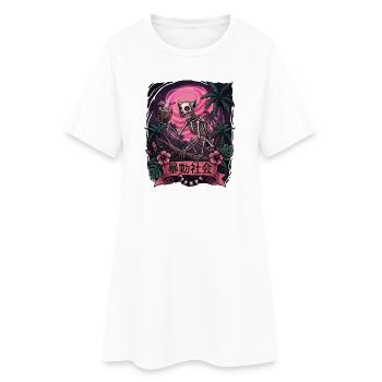 Neon Jungle Skeleton Moon Toast - Women’s T-Shirt Dress - white - Front