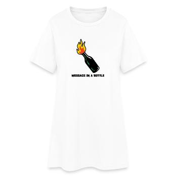 Message in a Bottle – rebellische Stimmung und Rock - Frauen T-Shirt-Kleid - Weiß - Vorne