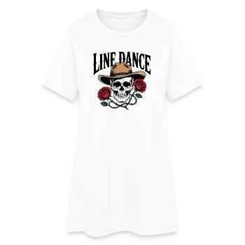 Crâne de danse en ligne avec des rosiers chapeau de cowboy - Robe T-shirt Femme - blanc - Devant