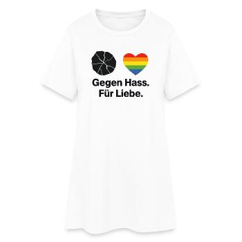 Liebe statt Hass Regenbogen Herz Spruch - Frauen T-Shirt-Kleid - Weiß - Vorne