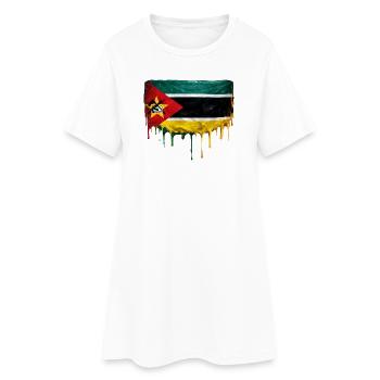 Mozambique Flaggen-Gemälde Tropfen - Frauen T-Shirt-Kleid - Weiß - Vorne