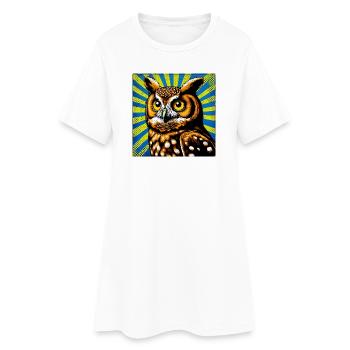 hibou - Robe T-shirt Femme - blanc - Devant