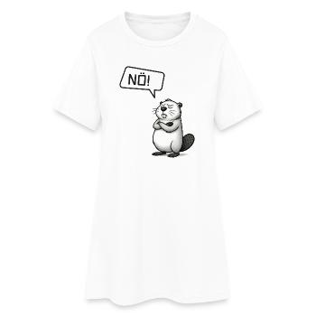 NÖ! Biber Motiv - Nein Sager Geschenkidee - Frauen T-Shirt-Kleid - Weiß - Vorne