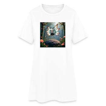 Feenlibelle im Blumenwald - Frauen T-Shirt-Kleid - Weiß - Vorne