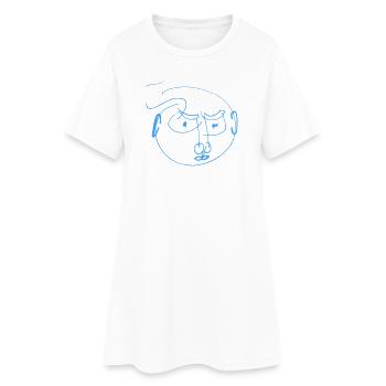 Gribouillis Portrait des Lignes Bleues - Robe T-shirt Femme - blanc - Devant