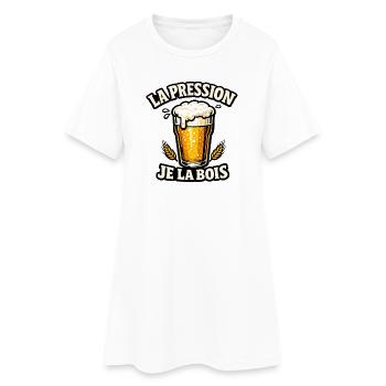 La Pression Je La Bois - Humour Apero et Bière - Robe T-shirt Femme - blanc - Devant