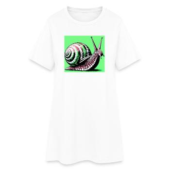 Schnecke - Frauen T-Shirt-Kleid - Weiß - Vorne