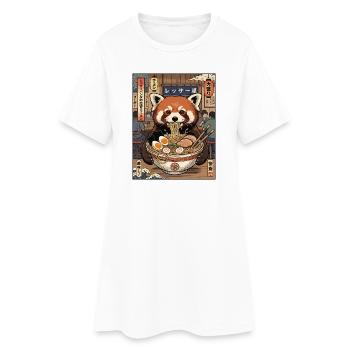 Red Panda Ramen Feast - Women’s T-Shirt Dress - white - Front