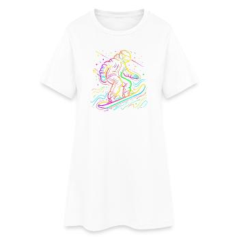 Snowboarder Retrowave - Frauen T-Shirt-Kleid - Weiß - Vorne