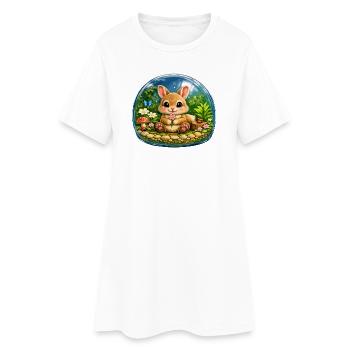 Cute Rabbit in Forest Bubble - Women’s T-Shirt Dress - white - Front