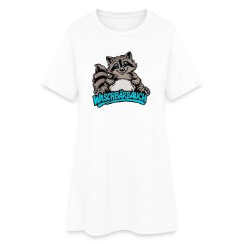 Süßer Waschbär Bauch Cartoon Tier Motiv - Frauen T-Shirt-Kleid - Weiß - Vorne