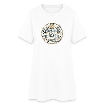 Schrauben ist Therapie - Frauen T-Shirt-Kleid - Weiß - Vorne