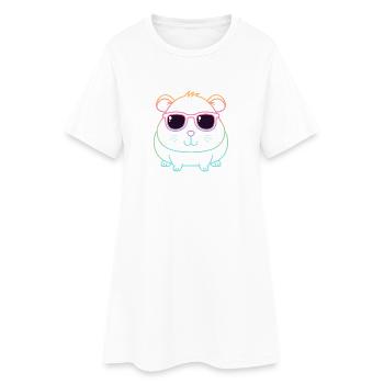 Guinea Pig Rainbow Line and Glasses - Women’s T-Shirt Dress - white - Front