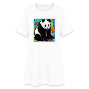Panda - Frauen T-Shirt-Kleid - Weiß - Vorne