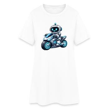Robot sur moto - Robe T-shirt Femme - blanc - Devant