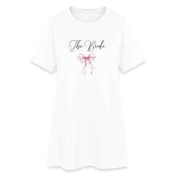La Mariée ! Ruban rose - Robe T-shirt Femme - blanc - Devant